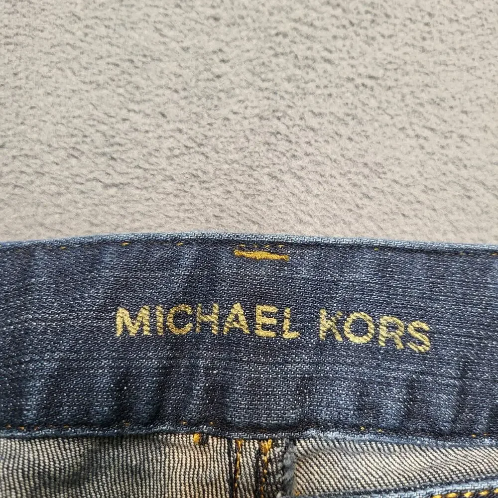 Michael Kors Jeans Womens 8 Blue Straight Leg Distressed Denim Stretch